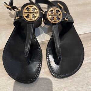 Tory Burch Black Patent Leather Sandals Size 8